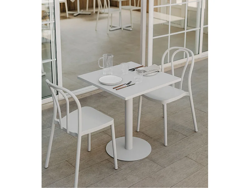 Mesa cuadrada de 73x70x70 cm de metal resistente a los arañazos en color blanco Borja