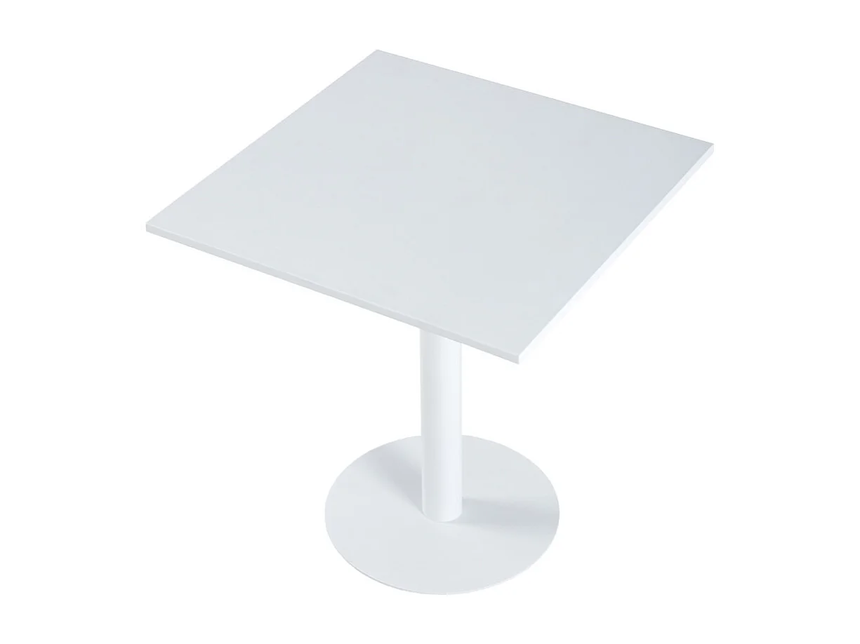 Mesa cuadrada de 73x70x70 cm de metal resistente a los arañazos en color blanco Borja