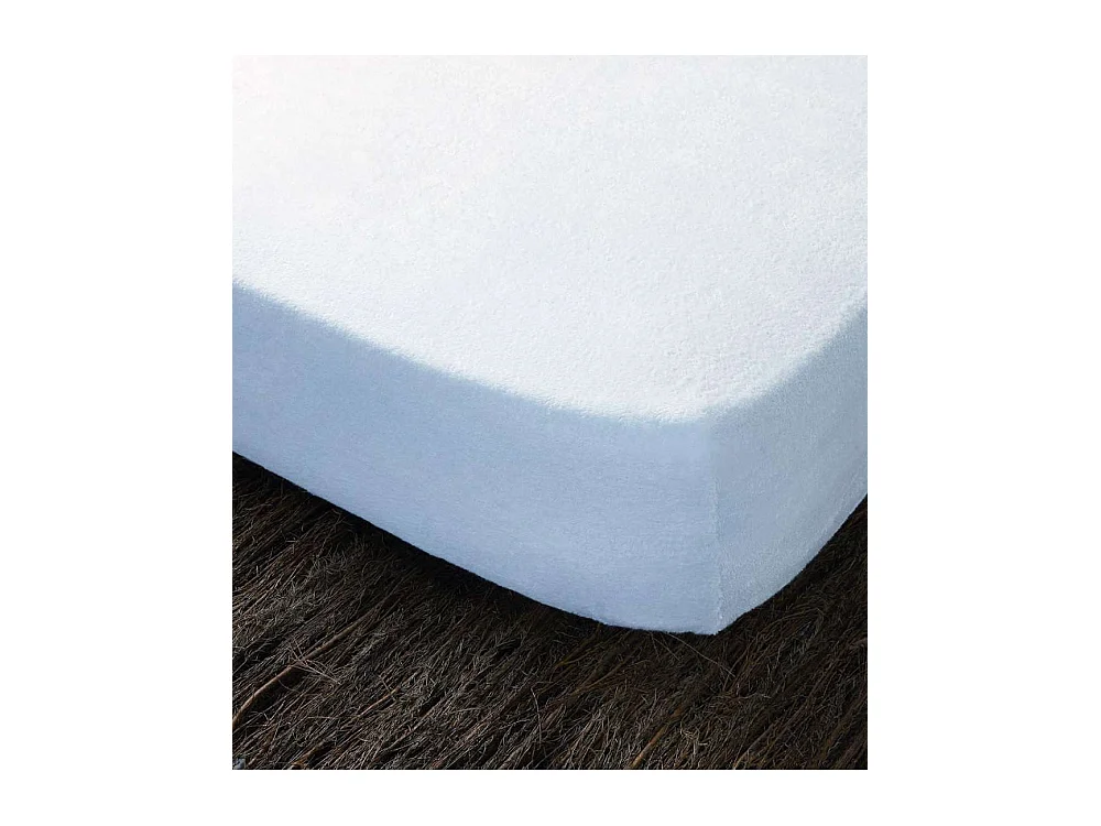 Funda de colchón elástica de 150x190 cm en rizo 100% algodón con cremallera en U Mistral