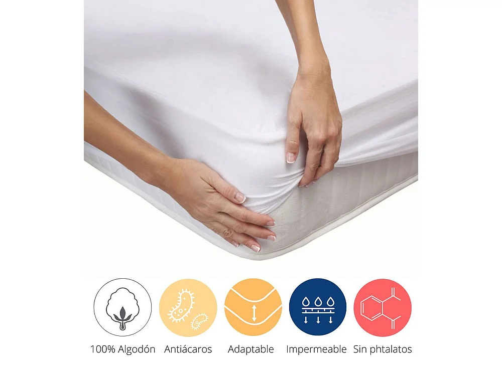Protector impermeable de 90x190-200 cm transpirable microperforado PU en blanco Nube