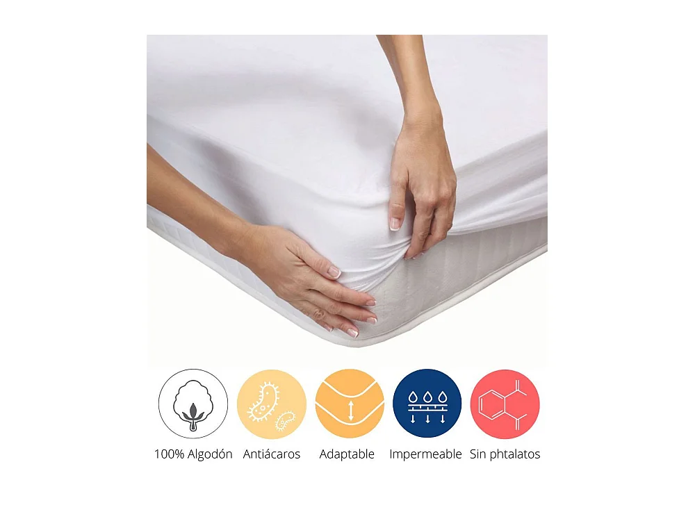 Protector impermeable de 90x190-200 cm de algodón rizo de alto gramaje en blanco Vent