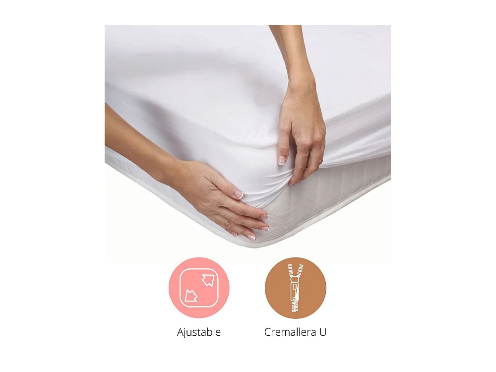 Funda de colchón elástica de 135x190x25 cm con cremallera reforzada en color azul Alba