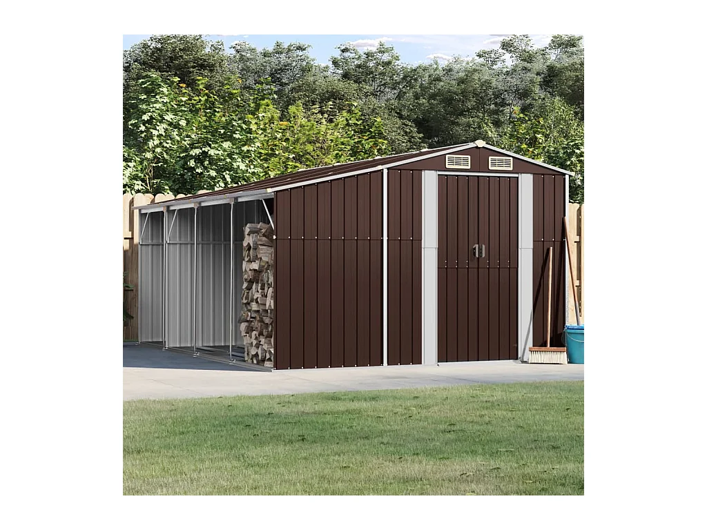 Lakeville  Abri de jardin marron 277x365,5x179 cm acier galvanisé