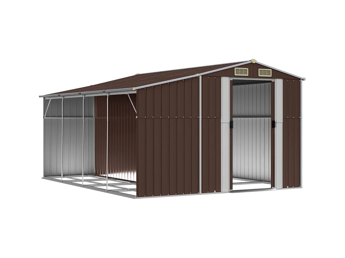 Lakeville  Abri de jardin marron 277x365,5x179 cm acier galvanisé