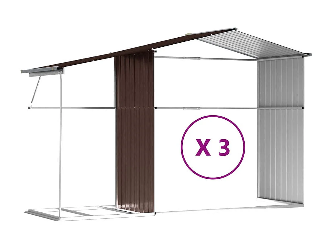 Lakeville  Abri de jardin marron 277x365,5x179 cm acier galvanisé