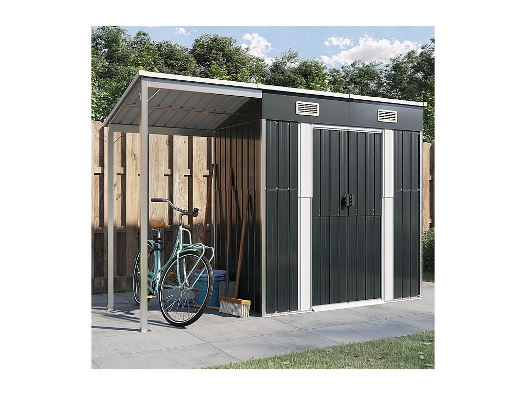 Klavs  Abri de jardin avec toit prolongé anthracite 277x107x181 cm