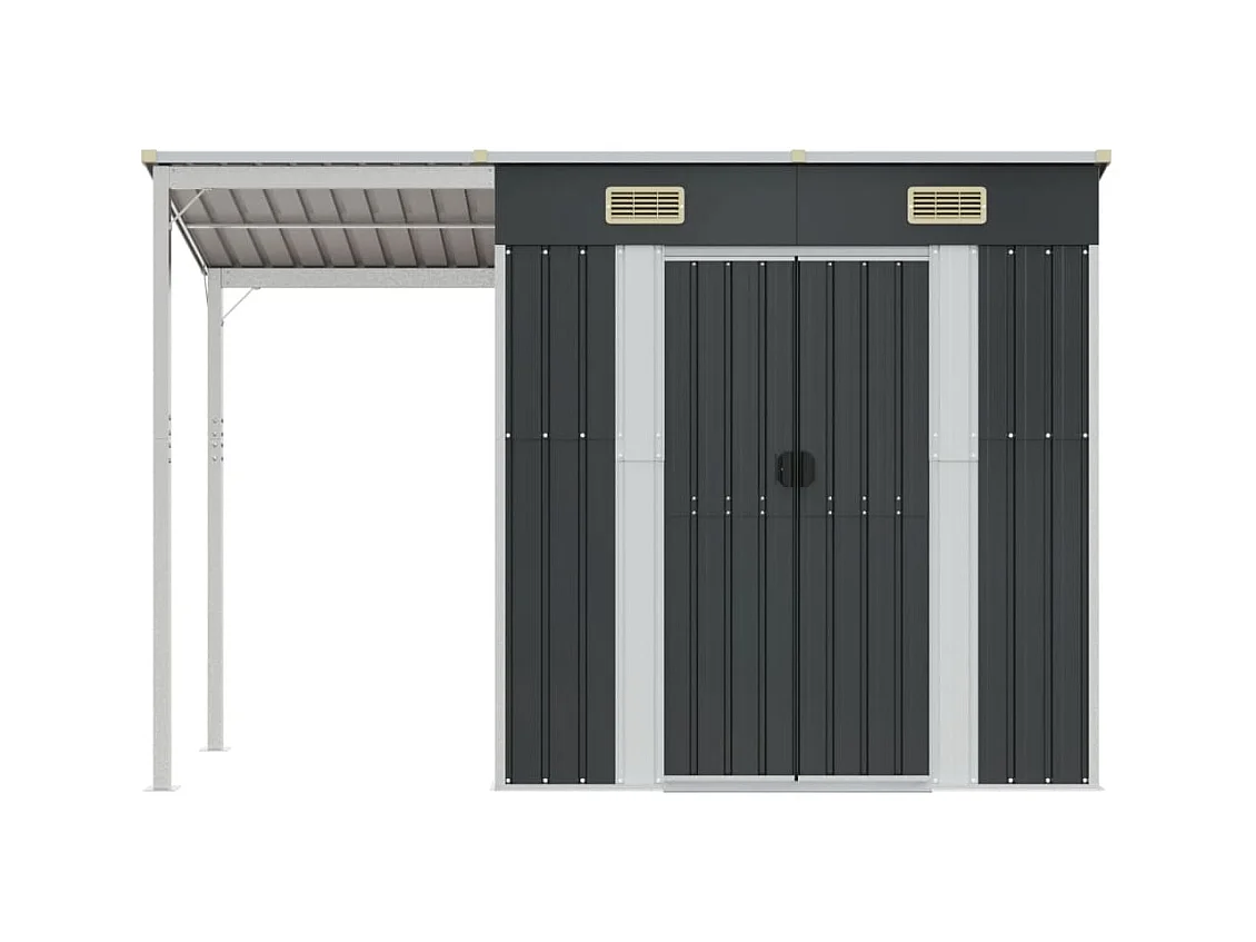 Klavs  Abri de jardin avec toit prolongé anthracite 277x107x181 cm