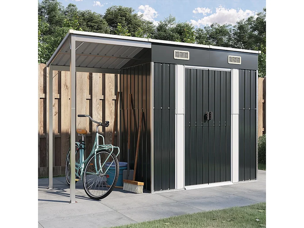 Klavs  Abri de jardin avec toit prolongé anthracite 277x107x181 cm