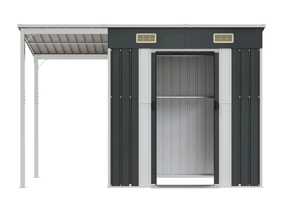 Klavs  Abri de jardin avec toit prolongé anthracite 277x107x181 cm