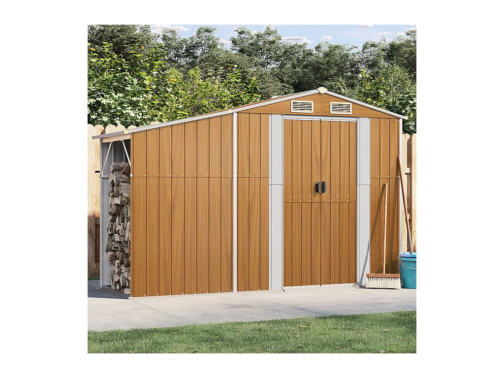 Lakeville  Abri de jardin marron 277x93x179 cm acier galvanisé