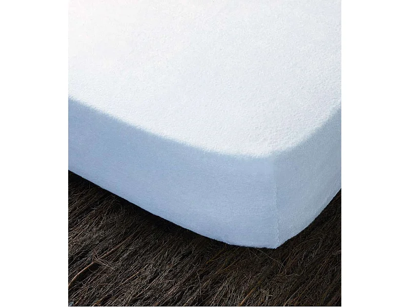 Funda de colchón elástica de 135x190 cm en rizo 100% algodón con cremallera en U Mistral