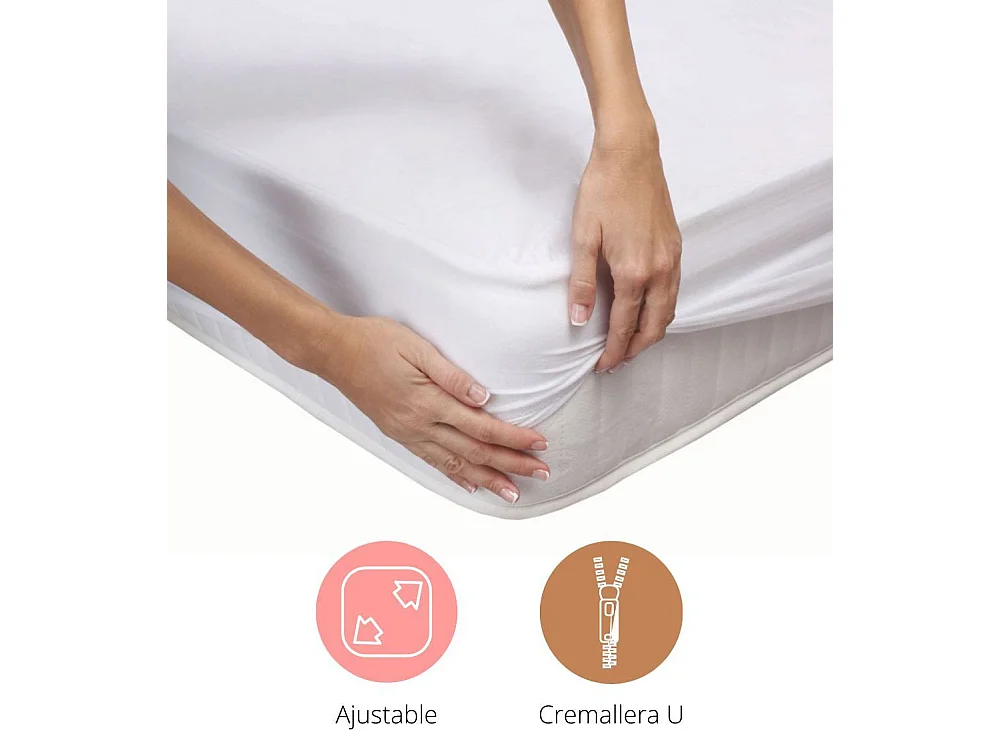 Funda de colchón elástica de 150x190x25 cm con cremallera reforzada en color azul Alba