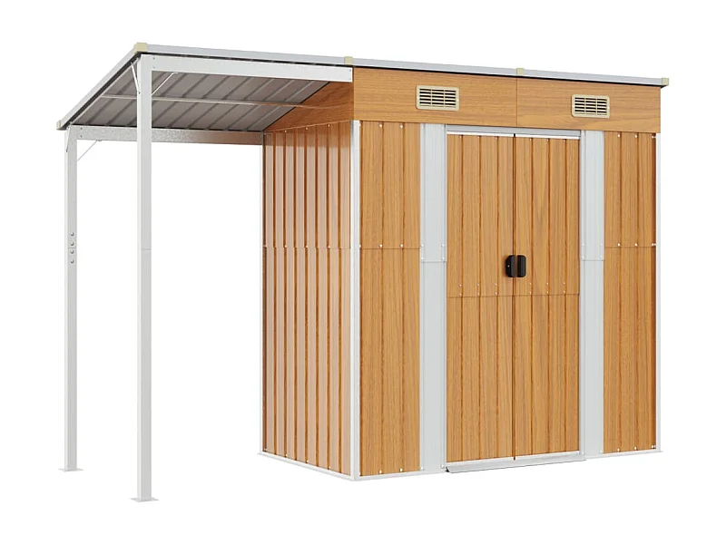 Klavs  Tuinschuur met verlengd dak 277x107x181 cm staal lichtbruin