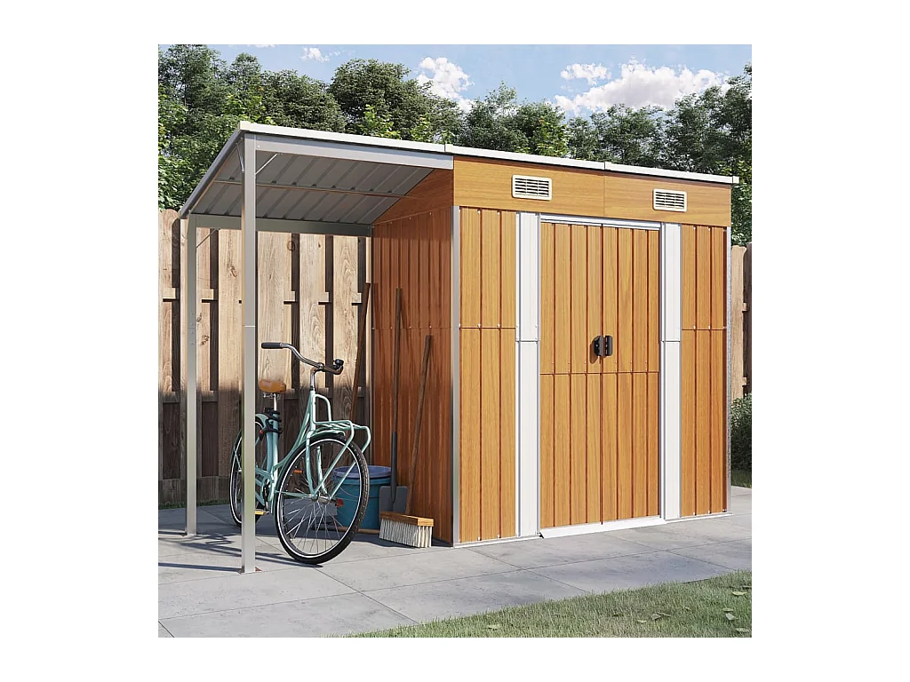 Klavs  Abri de jardin avec toit prolongé marron clair 277x107x181 cm