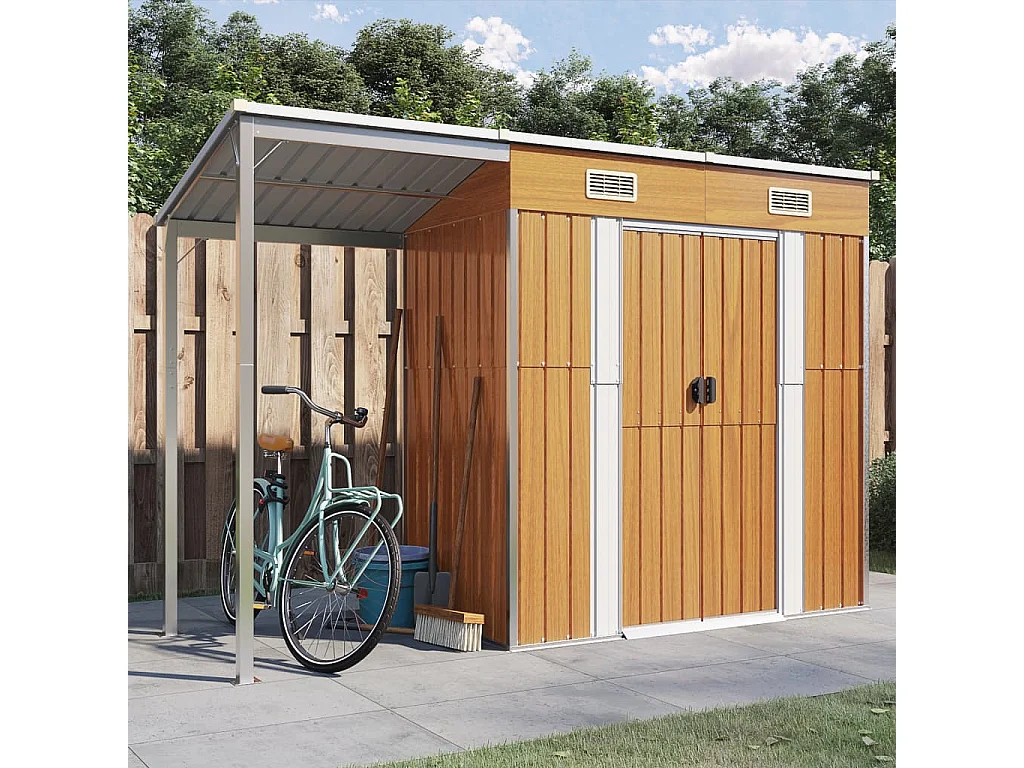 Klavs  Abri de jardin avec toit prolongé marron clair 277x107x181 cm