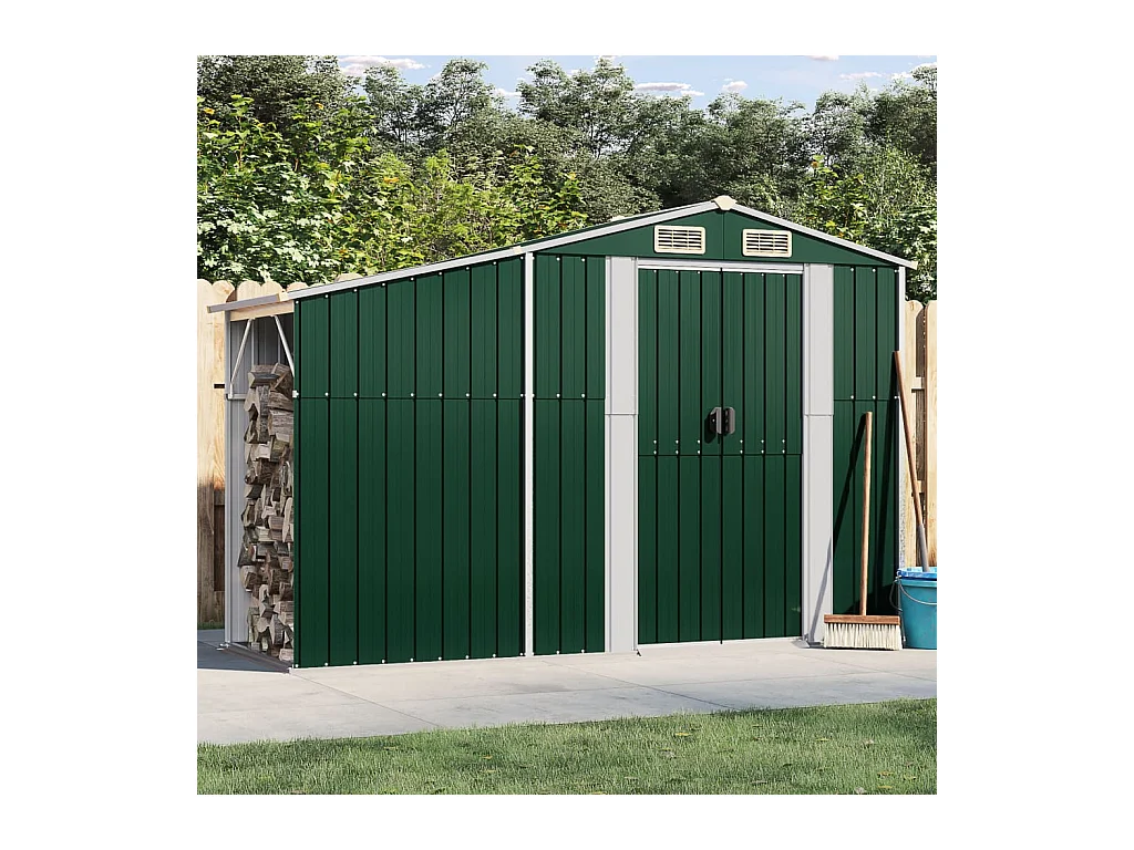 Lakeville  Abri de jardin vert 277x93x179 cm acier galvanisé
