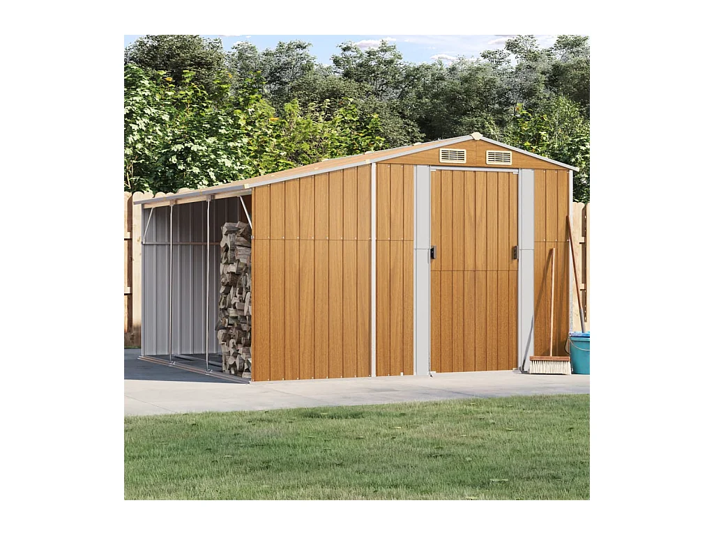 Lakeville  Abri de jardin marron clair 277x279x179 cm acier galvanisé