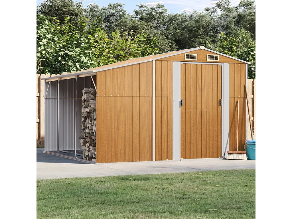 Lakeville  Abri de jardin marron clair 277x279x179 cm acier galvanisé