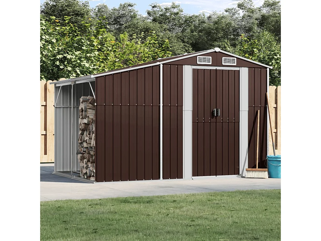 Lakeville  Abri de jardin marron 277x192,5x179 cm acier galvanisé