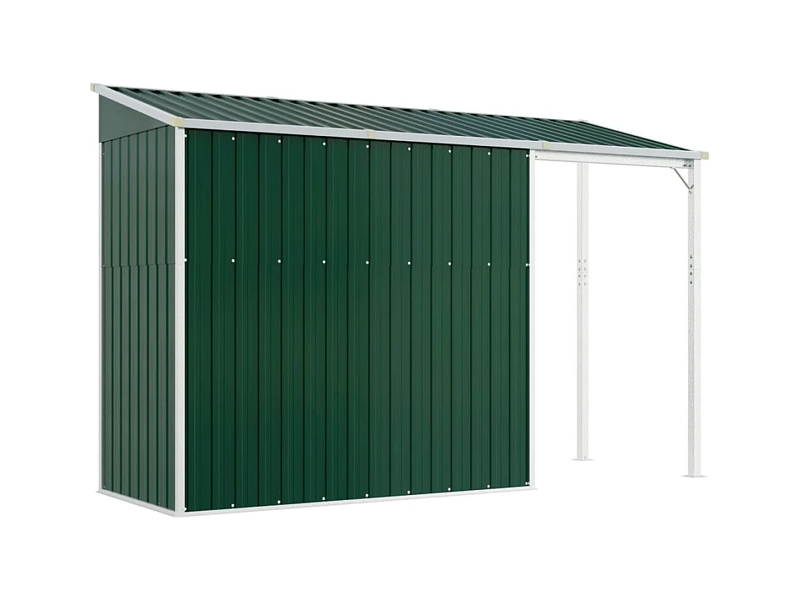 Klavs  Abri de jardin avec toit prolongé vert 277x107x181 cm acier