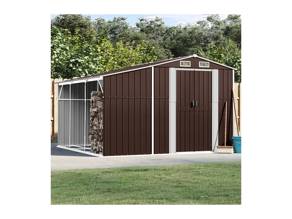 Lakeville  Abri de jardin marron 277x279x179 cm acier galvanisé