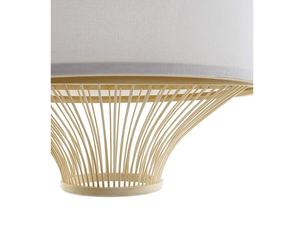 Lámpara de techo de 52x40x40 cm de bambú natural pantalla cilíndrica beige y blanco Kacey