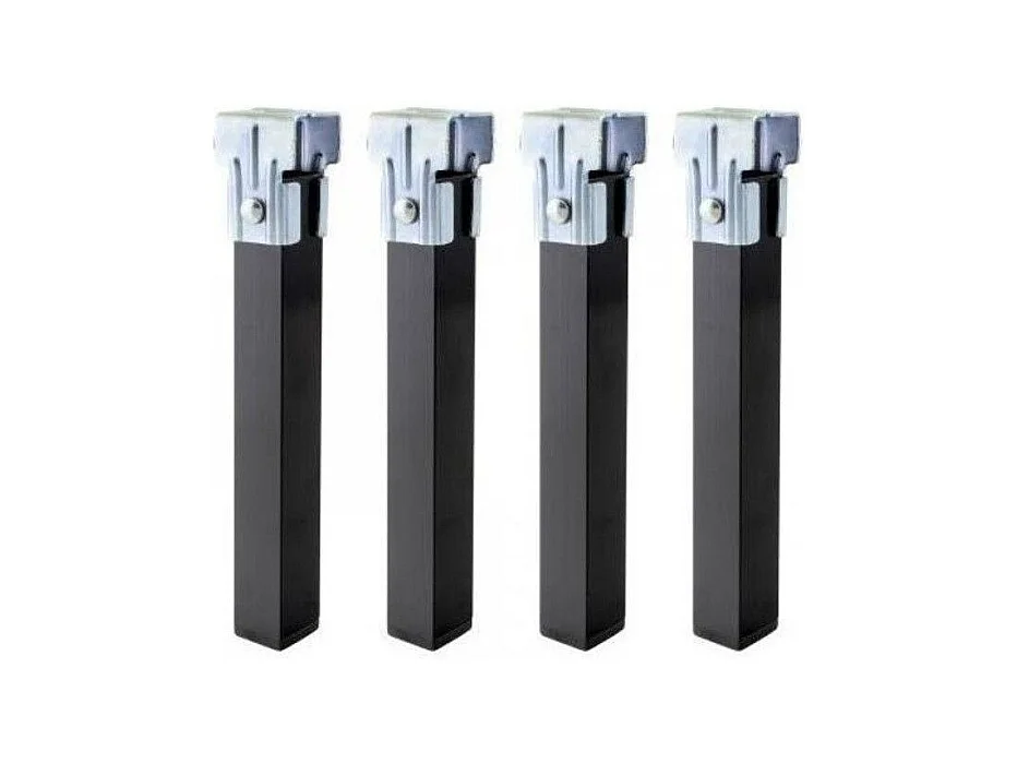 Pack de 4 patas cuadradas de 25x3x3 cm para somier de metal con abrazaderas en gris oscuro
