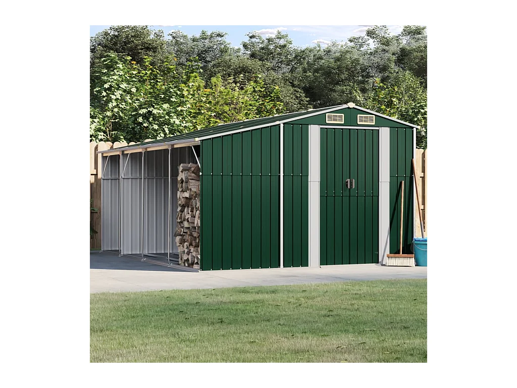 Lakeville  Abri de jardin vert 277x365,5x179 cm acier galvanisé