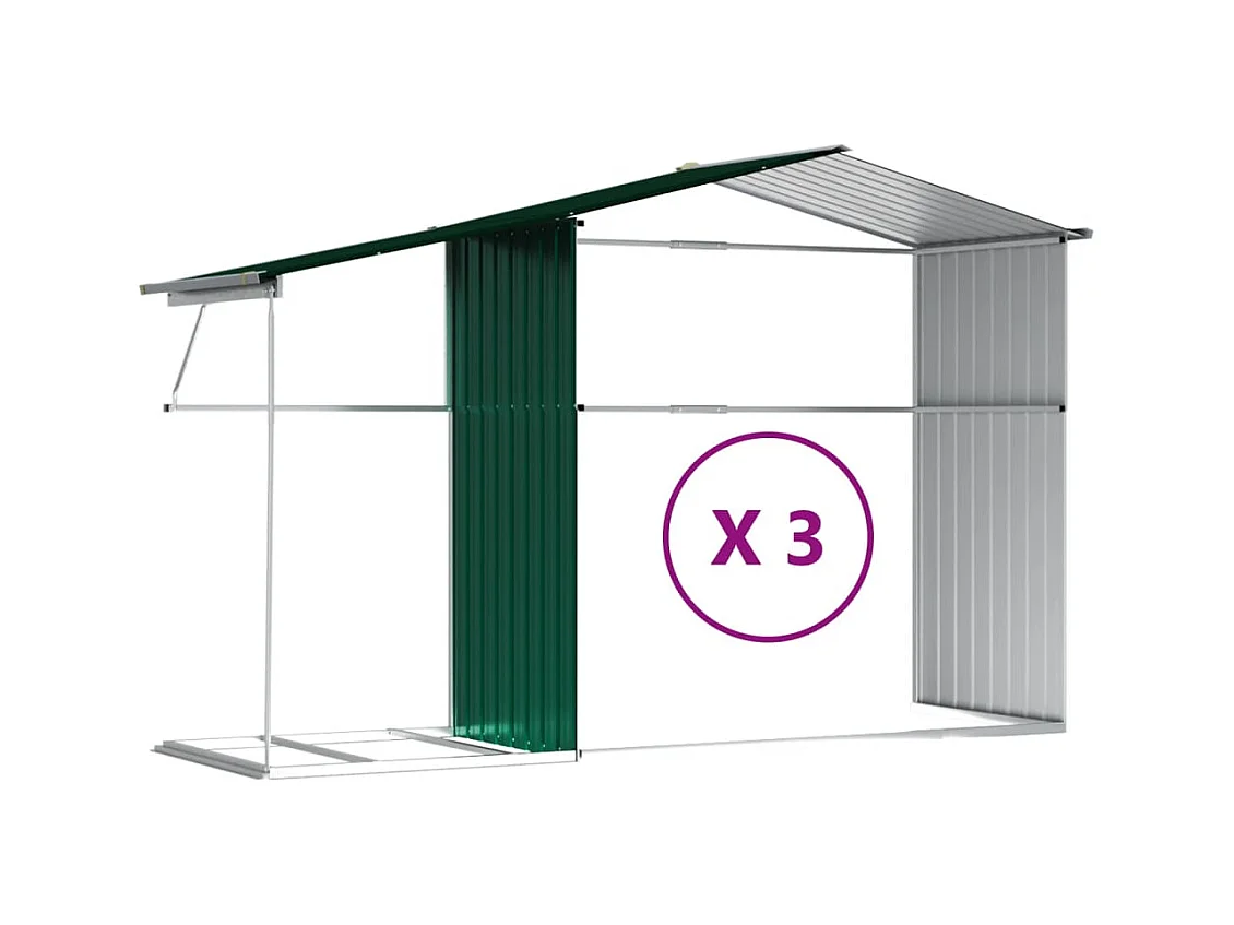 Lakeville  Abri de jardin vert 277x365,5x179 cm acier galvanisé