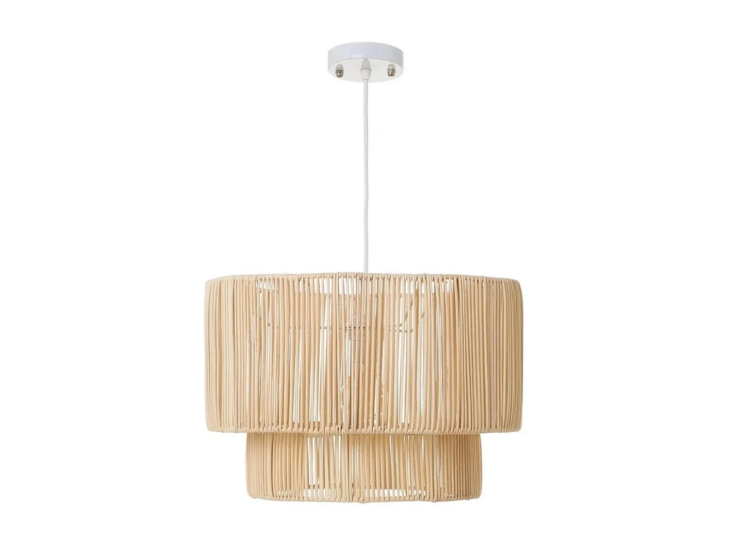 Lámpara de techo de 90x38x38 cm en ratán natural con tiras verticales en color beige Teva