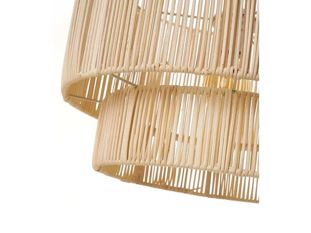 Lámpara de techo de 90x38x38 cm en ratán natural con tiras verticales en color beige Teva