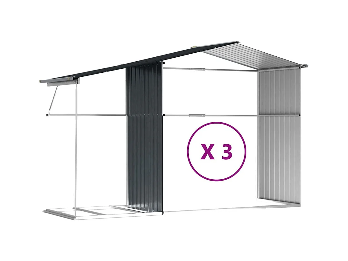 Lakeville  Abri de jardin anthracite 277x365,5x179 cm acier galvanisé