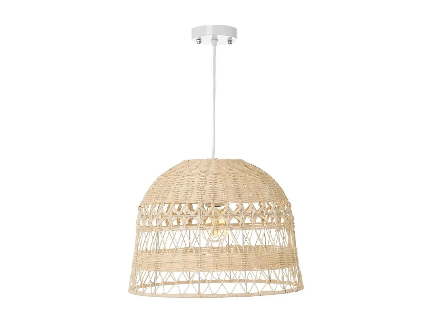 Lámpara de techo de 90x36x36 cm en ratán natural de forma acampanada color beige Bianca