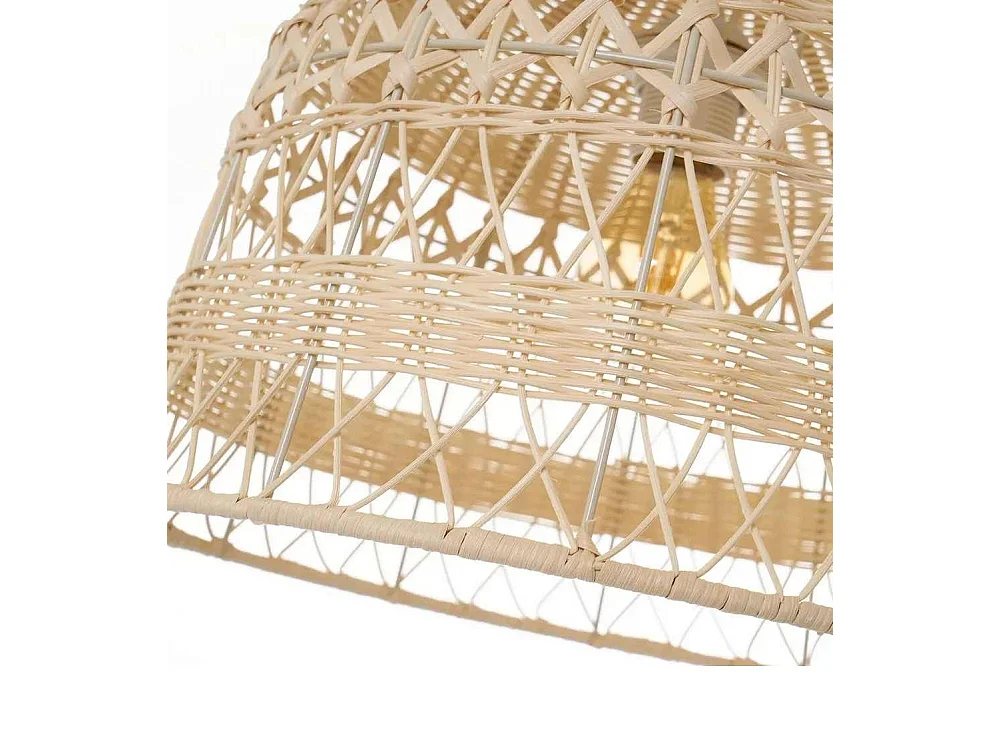 Lámpara de techo de 90x36x36 cm en ratán natural de forma acampanada color beige Bianca