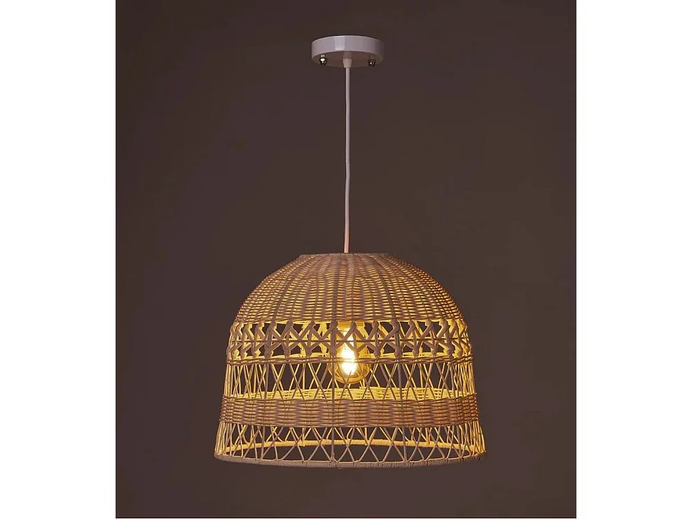 Lámpara de techo de 90x36x36 cm en ratán natural de forma acampanada color beige Bianca