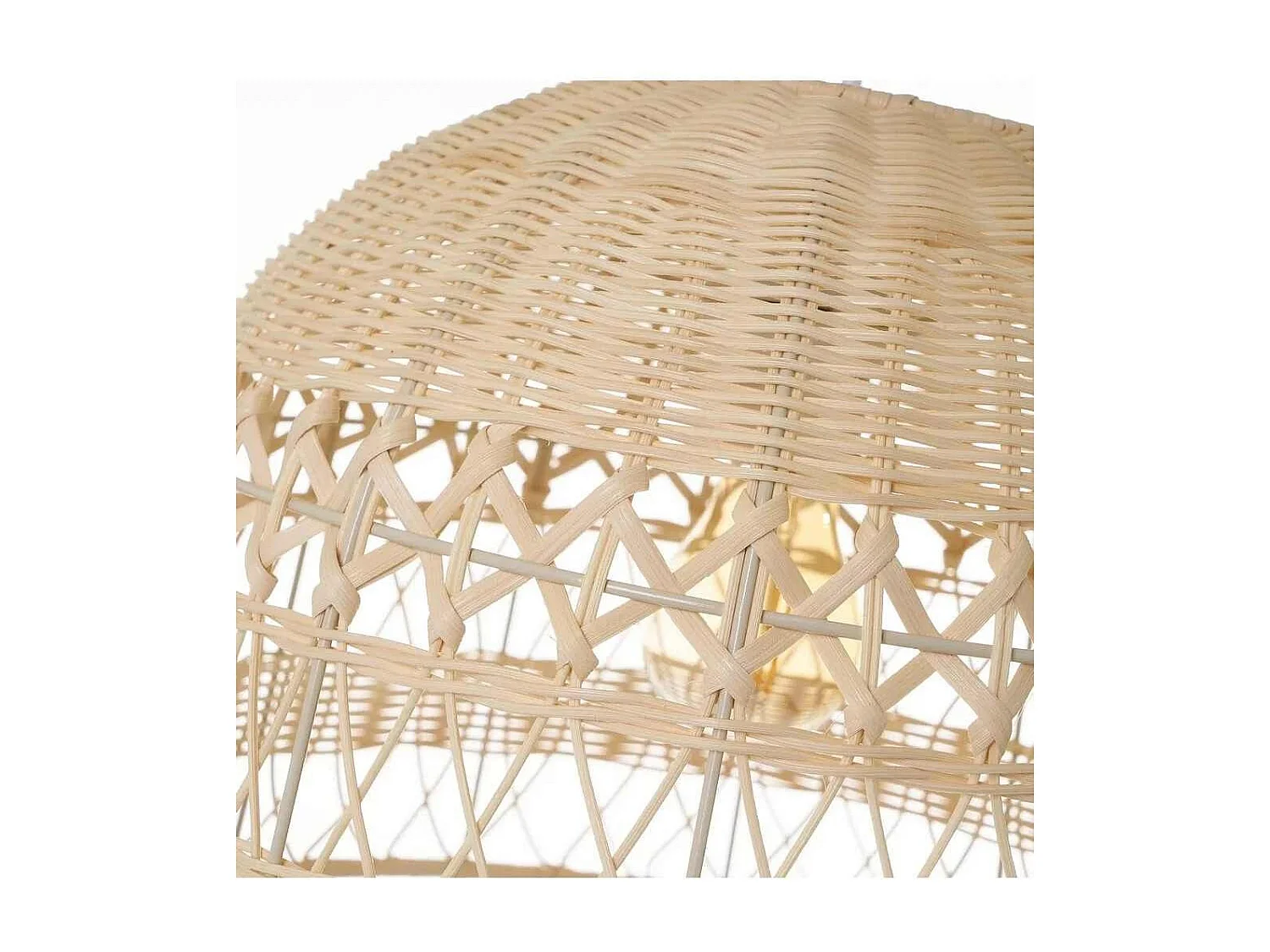 Lámpara de techo de 90x36x36 cm en ratán natural de forma acampanada color beige Bianca