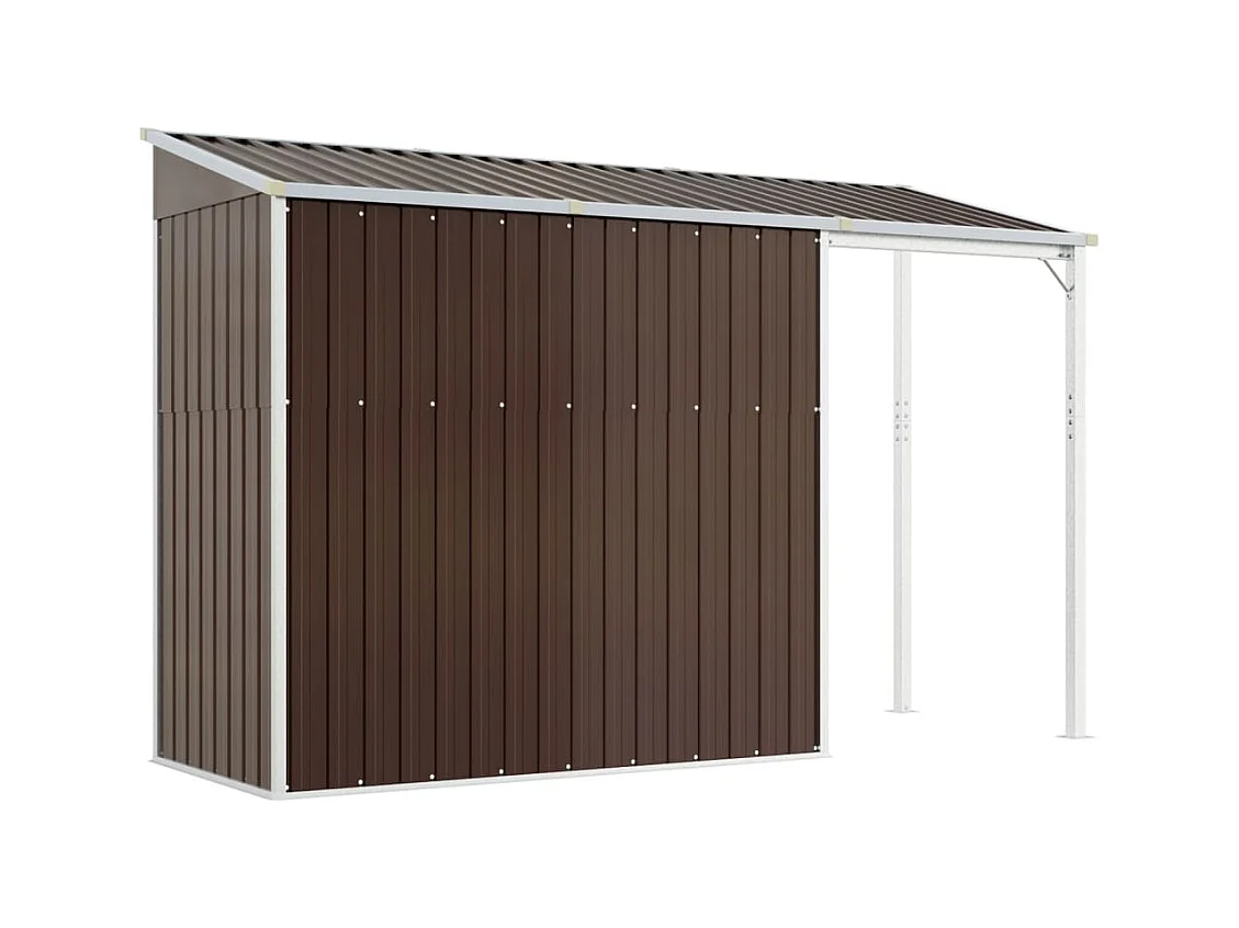 Klavs  Abri de jardin avec toit prolongé marron 277x107x181 cm acier