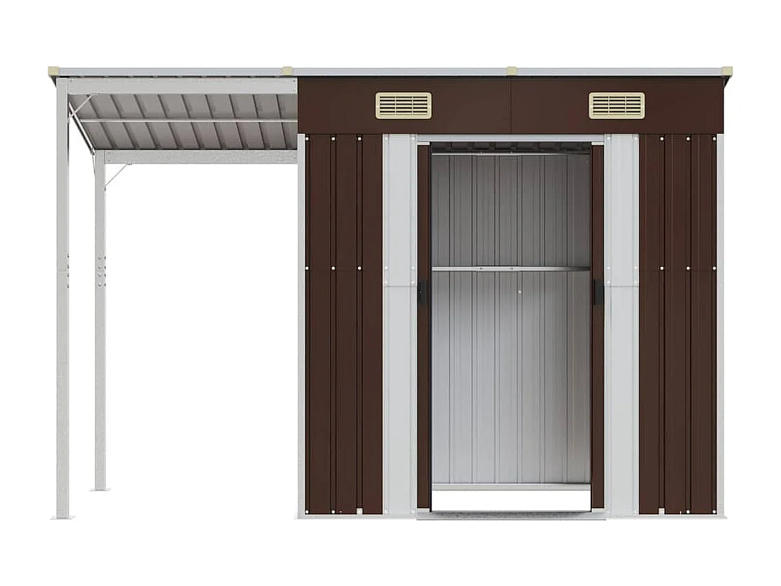 Klavs  Abri de jardin avec toit prolongé marron 277x107x181 cm acier