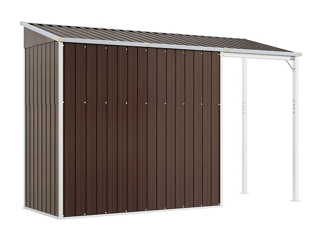 Klavs  Abri de jardin avec toit prolongé marron 277x107x181 cm acier