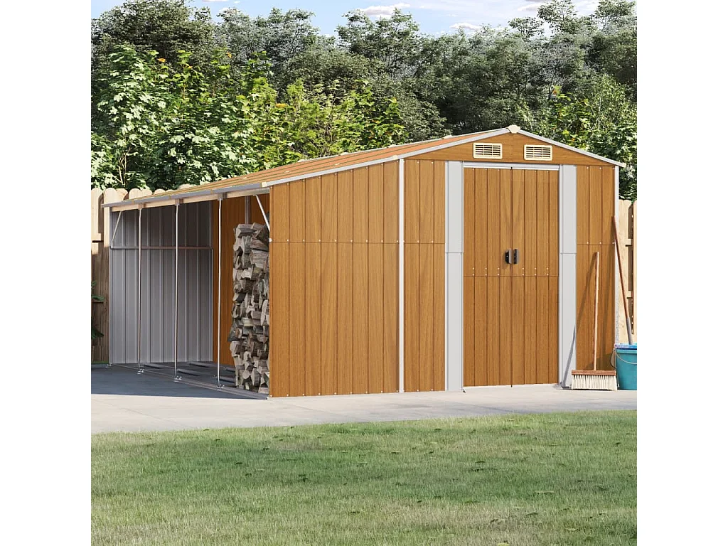 Lakeville  Abri de jardin marron clair 277x365,5x179 cm acier galvanisé