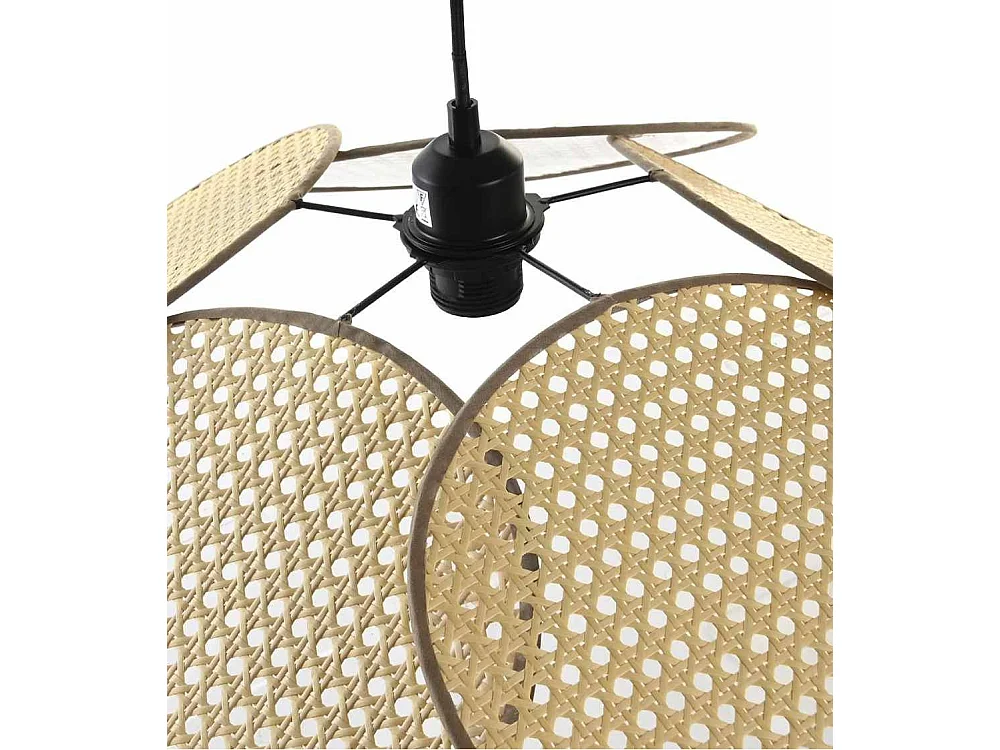 Lámpara de techo de 23x64x64 cm de ratán calado en forma de pétalos en color beige Daila