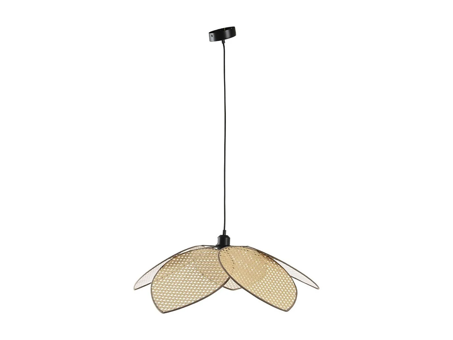 Lámpara de techo de 23x64x64 cm de ratán calado en forma de pétalos en color beige Daila