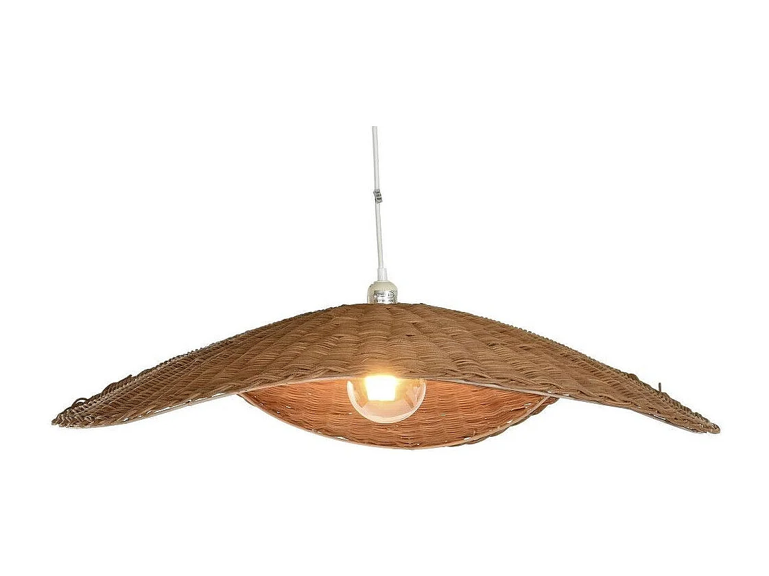 Lámpara de techo de 80x78,5x78,5 cm de ratán en forma redondeada en color marrón Ohana