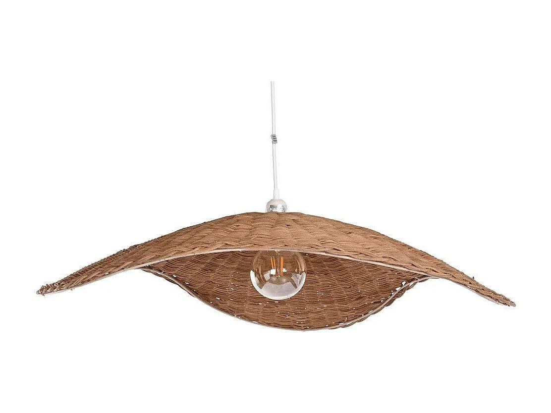 Lámpara de techo de 80x78,5x78,5 cm de ratán en forma redondeada en color marrón Ohana