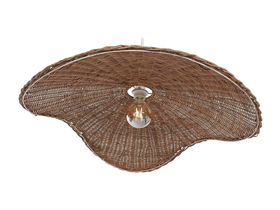 Lámpara de techo de 80x78,5x78,5 cm de ratán en forma redondeada en color marrón Ohana