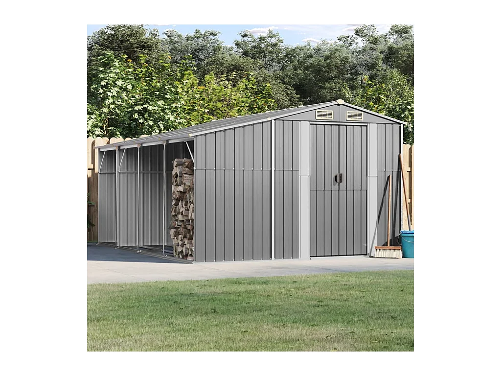 Lakeville  Abri de jardin gris 277x365,5x179 cm acier galvanisé