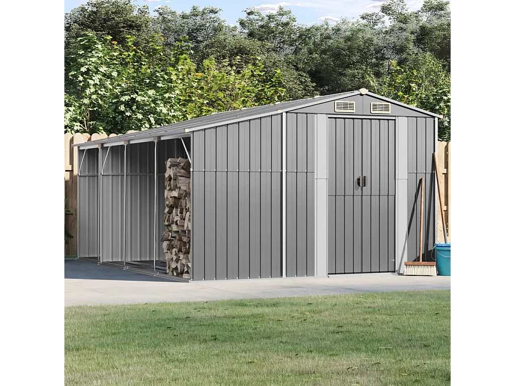 Lakeville  Abri de jardin gris 277x365,5x179 cm acier galvanisé