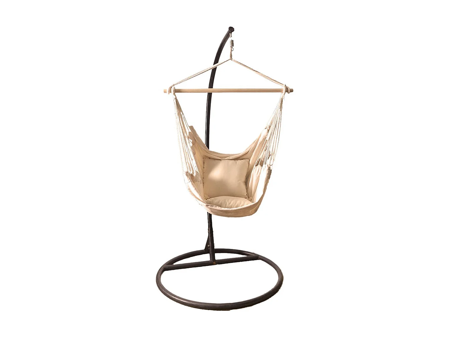 Balancelle 125x98cm en Bois Toile Tissu Beige - USHUAIA