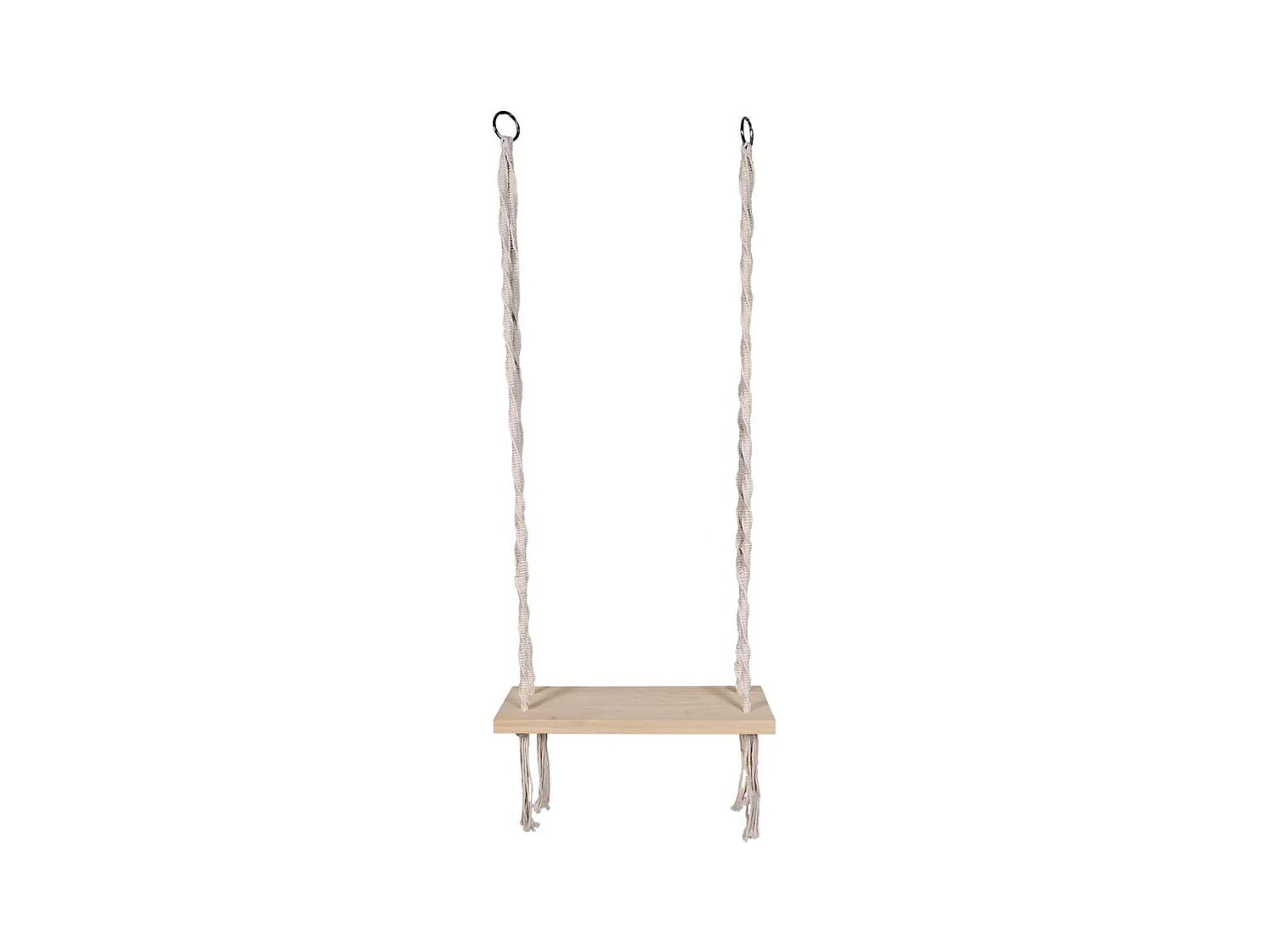 Balançoire en coton tressé macramé et assise pin naturel