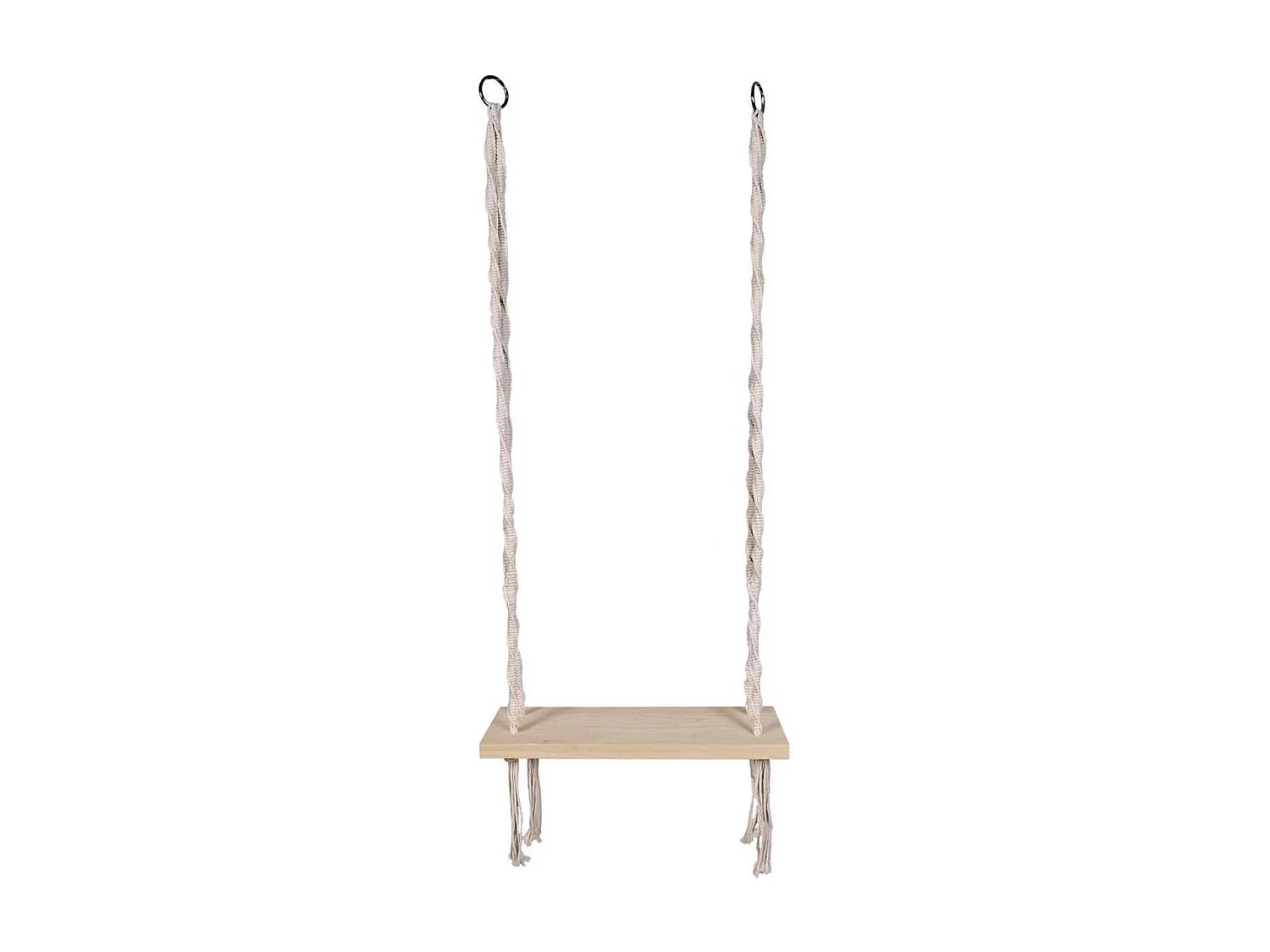 Balançoire en coton tressé macramé et assise pin naturel - ALANIA